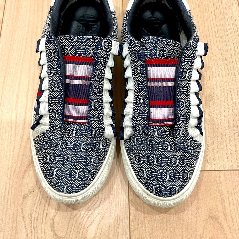 Tory Sport Navy White Red Patterned Slip-On Sneakers